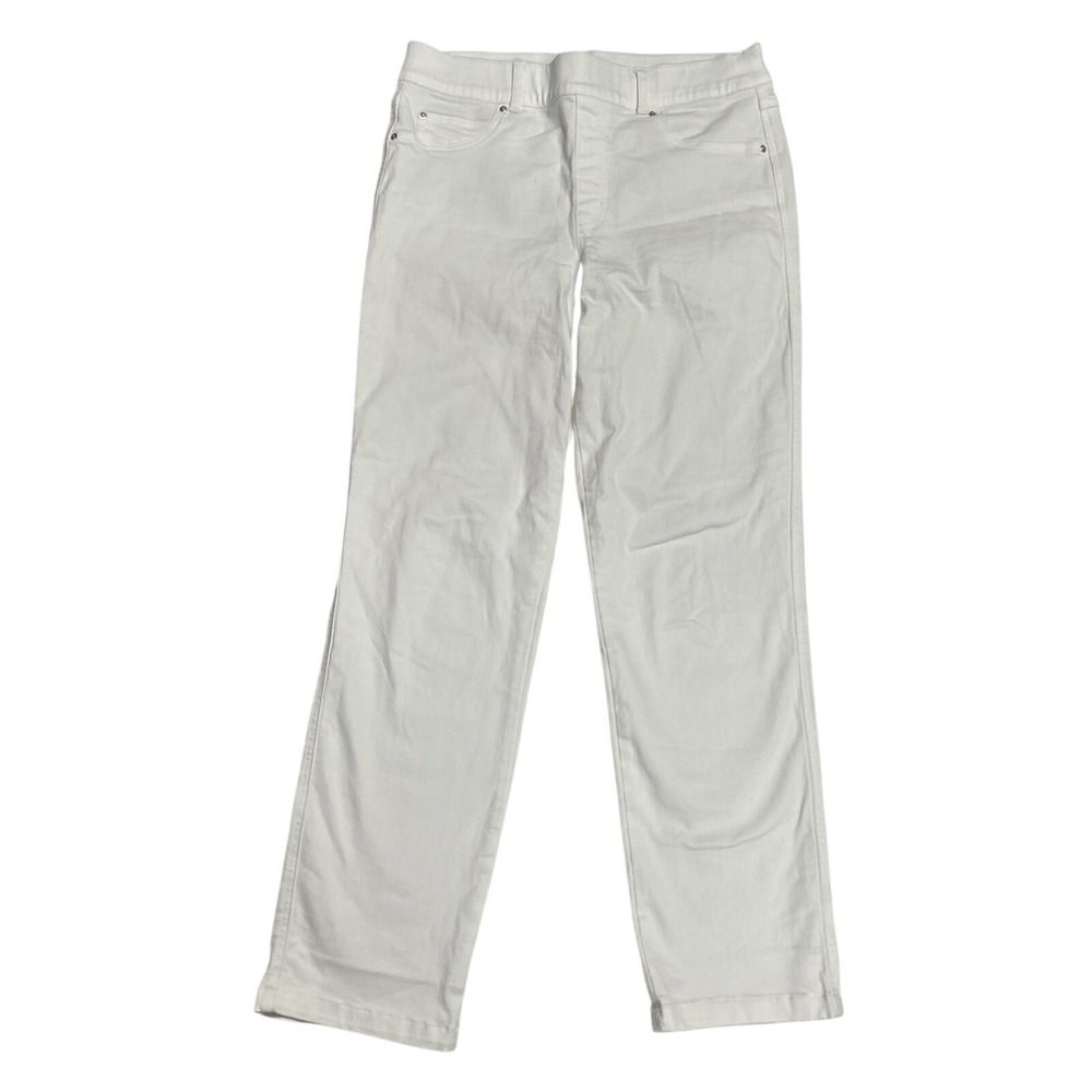 Spanx Large Women's Jeans White Pull On Spanx White Straight Leg Pants Stretch